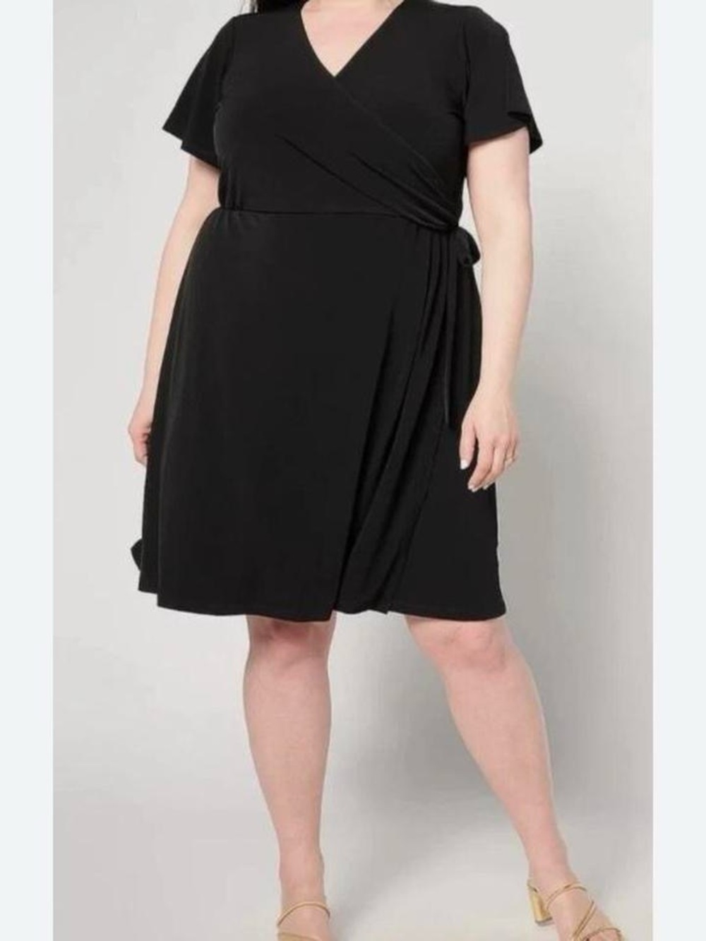 Susan Graver Women's Dress Large
Liquid Knit Faux Wrap Black Career Office